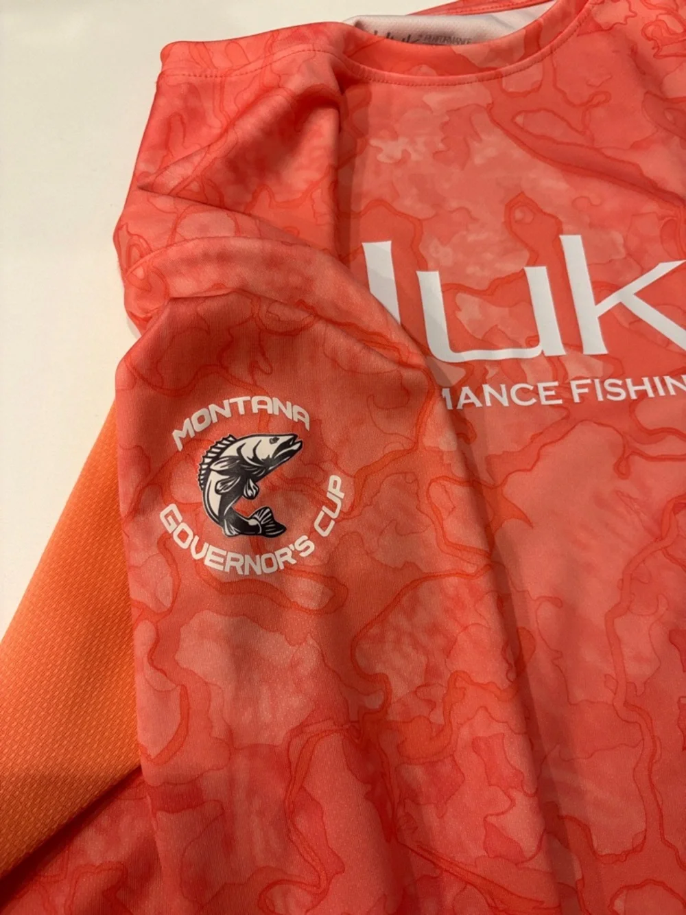 Huk Coral Camo Performance Fishing Shirt with Orange Panels - Picture 2 of 4